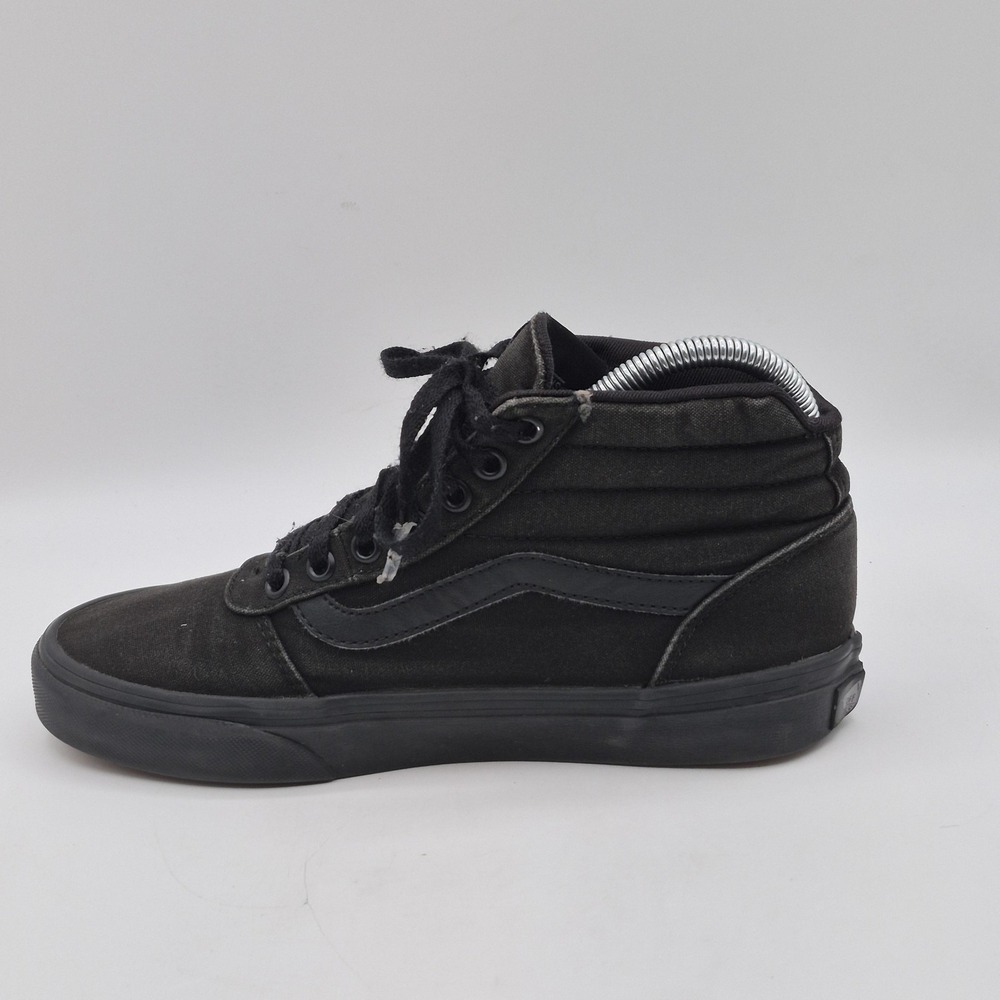 Vans Shoes Womens Size 7 Black Canvas Mid Top Lace Up Skate Sneakers 500714 - Picture 3 of 12
